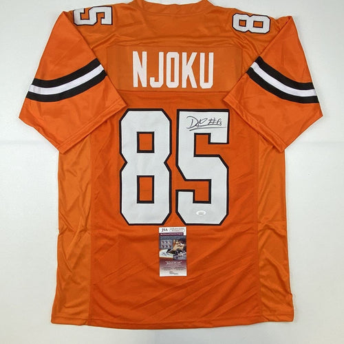 Autographed/Signed David Njoku Cleveland Football Orange Jersey JSA COA