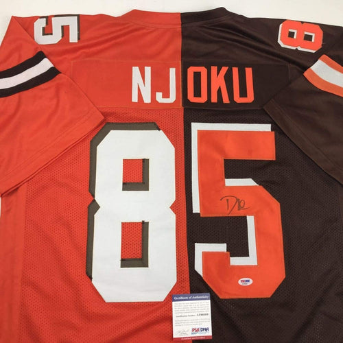 Autographed/Signed David Njoku Cleveland Split Football Jersey PSA/DNA COA