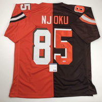 Autographed/Signed David Njoku Cleveland Split Football Jersey PSA/DNA COA