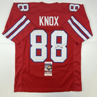 Autographed/Signed Dawson Knox Buffalo Red Football Jersey JSA COA