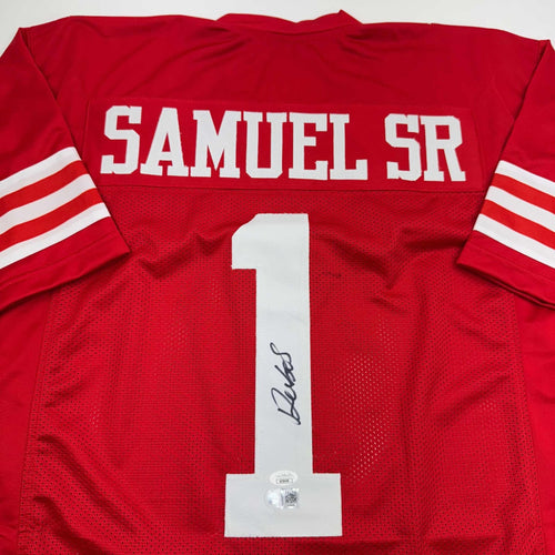Autographed/Signed Deebo Samuel San Francisco Red Football Jersey JSA COA