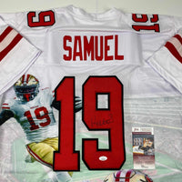 Autographed/Signed Deebo Samuel San Francisco White Portrait Football Jersey JSA COA
