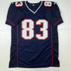 Autographed/Signed Deion Branch #83 New England Blue Football Jersey JSA COA