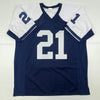 Autographed/Signed Deion Sanders Dallas Thanksgiving Day Football Jersey Beckett BAS COA