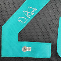 Autographed/Signed De'Von DeVon Achane Miami Black Football Jersey Beckett BAS COA