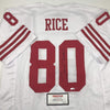 Autographed/Signed Jerry Rice San Francisco White Football Jersey Tristar COA
