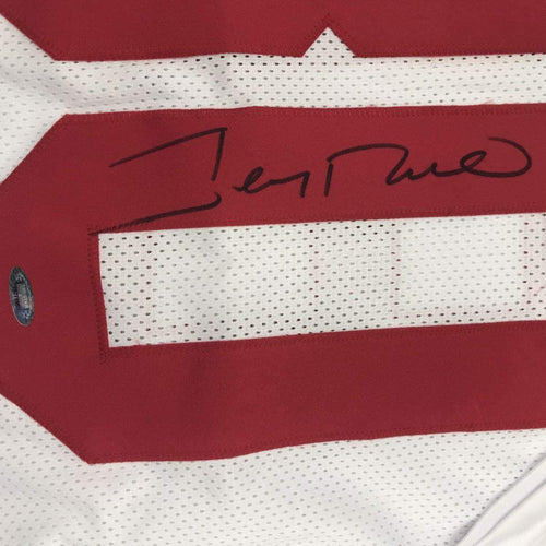 Autographed/Signed Jerry Rice San Francisco White Football Jersey Tristar COA