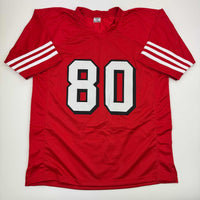 Autographed/Signed Jerry Rice San Francisco Red Alternate Football Jersey Tristar COA