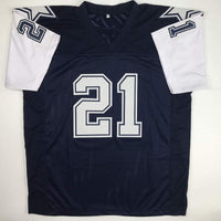Autographed/Signed Deion Sanders Dallas Dark Blue Football Jersey JSA COA