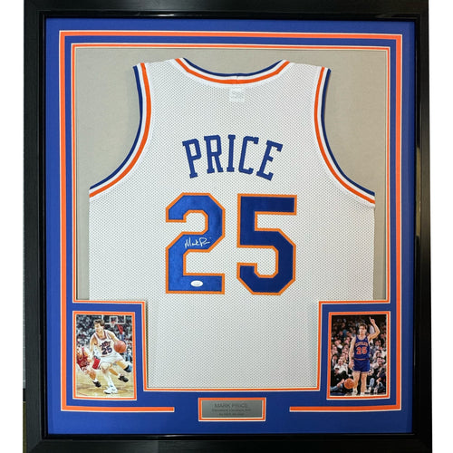 Framed Autographed/Signed Mark Price 35x39 Cleveland White Basketball Jersey JSA COA