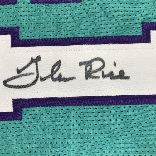 Autographed/Signed Glen Rice Charlotte Teal Basketball Jersey PSA/DNA COA