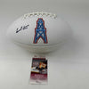 Autographed/Signed Earl Campbell Houston Oilers Full Size F/S White Panel Logo Football JSA COA