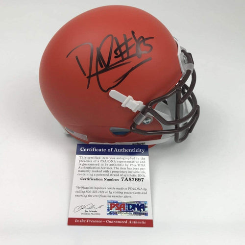 Autographed/Signed David Njoku Cleveland Browns Football Mini Helmet PSA/DNA COA
