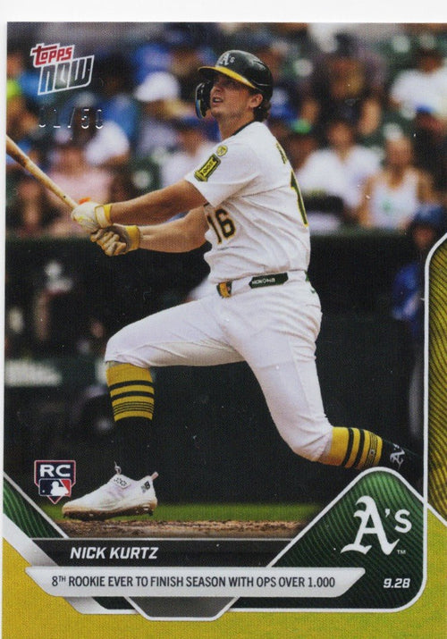 2025 Topps Now Nick Kurtz #787 Gold Foil /50 Athletics Rookie RC Baseball Card