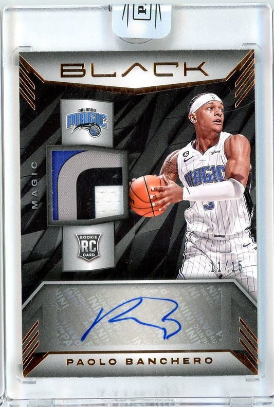 2022 Panini Black Paolo Banchero #RMA-PBC /15 Rookie Patch Auto RPA Rookie RC Basketball Card