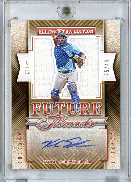 2015 Panini Elite Extra Edition Kyle Schwarber #2 /49 Future Threads Silhouette RPA Auto Rookie RC Baseball Card