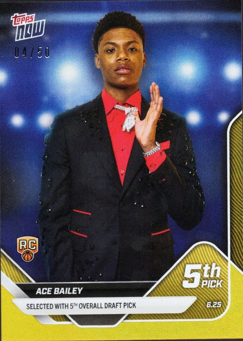 2025 Topps Now Ace Bailey #D5 Gold Foil /50 Utah Jazz Rookie RC Basketball Card