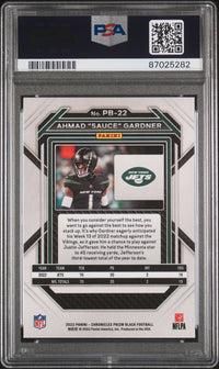 Graded 2022 Panini Chronicles Ahmad Sauce Gardner #PB22 Prizm Black Rookie RC Football Card PSA 10 Gem Mint