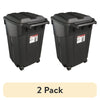 (2 pack) Hyper Tough 45 Gallon Wheeled Heavy Duty Plastic Garbage Can, Attached Lid, Black EasyOptionXY LLC