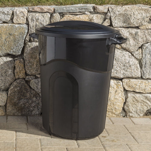 Hyper Tough 32 Gallon Heavy Duty Plastic Garbage Can, Included Lid, Indoor/Outdoor, Black EasyOptionXY LLC