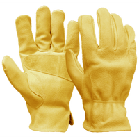 Hyper Tough Cowhide Leather Work Gloves, Size Large, Golden Color EasyOptionXY LLC