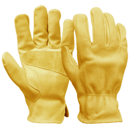 Hyper Tough Cowhide Leather Work Gloves, Size Large, Golden Color EasyOptionXY LLC