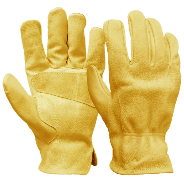 Hyper Tough Cowhide Leather Work Gloves, Size Large, Golden Color EasyOptionXY LLC
