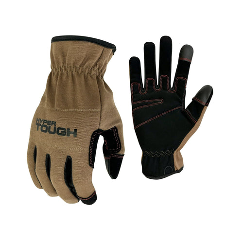 Hyper Tough Cotton Duck Canvas Utility, Unisex Work Gloves, Brown, Medium, HT88981-23 EasyOptionXY LLC