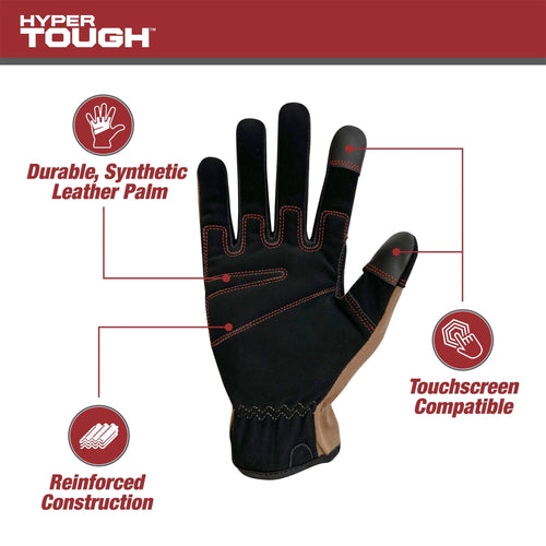Hyper Tough Cotton Duck Canvas Utility, Unisex Work Gloves, Brown, Medium, HT88981-23 EasyOptionXY LLC