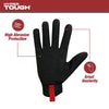 Hyper Tough Heavy Duty Impact Gloves, Black Red and Gray, Polyester, Adult Men's, Medium, 1 Pair, HT89056-23 EasyOptionXY LLC
