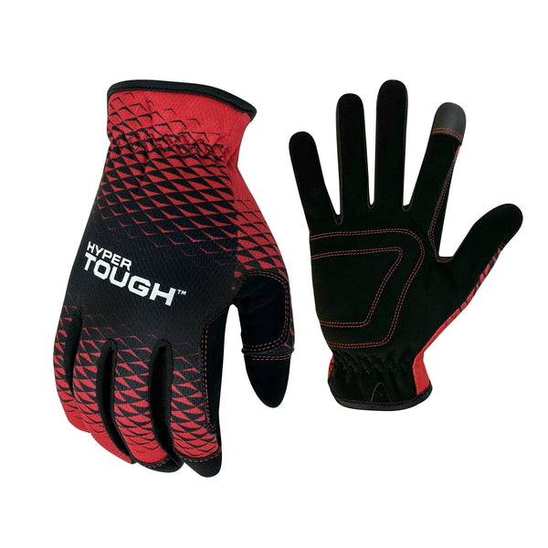Hyper Tough All Purpose Performance Work Gloves, Synthetic Leather, Black and Red, Adult, Unisex, Medium EasyOptionXY LLC