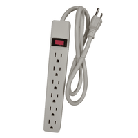 Hyper Tough 6-Outlet Power Str¨ªp with 2.5-Foot Cord , White 15A 125V-60Hz EasyOptionXY LLC