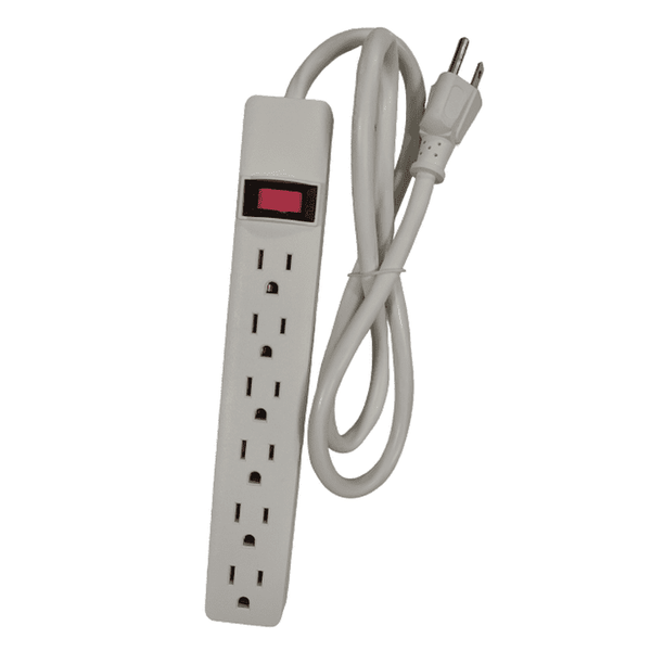 Hyper Tough 6-Outlet Power Str¨ªp with 2.5-Foot Cord , White 15A 125V-60Hz EasyOptionXY LLC