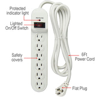 Hyper Tough 6 Outlet 6ft Surge 900-Joule Protection with Glossy White EasyOptionXY LLC