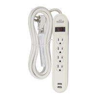Hyper Tough 4-Outlet 10ft Surge 900-Joule Protection with 2 USB, White EasyOptionXY LLC