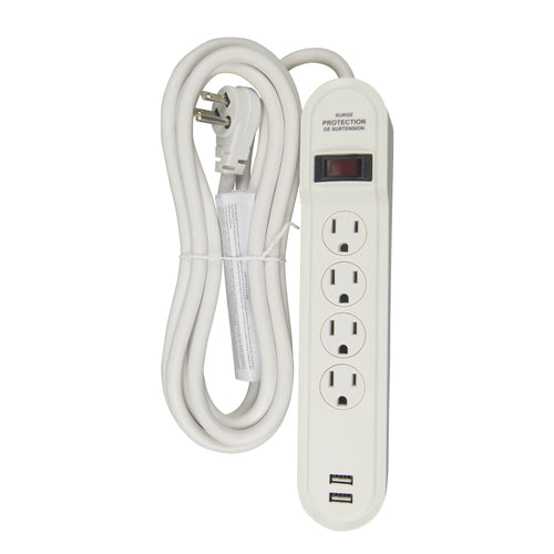 Hyper Tough 4-Outlet 10ft Surge 900-Joule Protection with 2 USB, White EasyOptionXY LLC