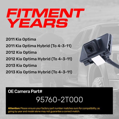 Kia Optima, Optima Hybrid (2011-2013) OEM Replacement Backup Camera OE Part # 95760-2T000