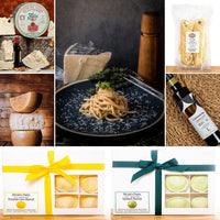 Cacio e Pepe Bundle with Bucatini, Spinach and Roasted Corn Ravioli