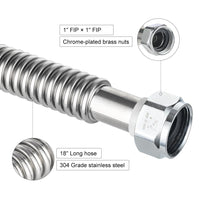 10 Pcs 1" FIP x 1" FIP x 18" SS Corrugated Hose