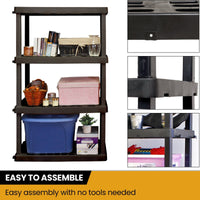 Hyper Tough Large 4-Tier Plastic Storage Unit, W36 x D18 x H56" Interlocking Multipurpose Home Storage Racks Organizer, Black EasyOptionXY LLC