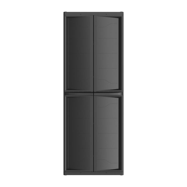 Hyper Tough Plastic 4-Shelf Garage Storage Utility Cabinet, Black Finish, HT-4SHFF-CABT Model, Black EasyOptionXY LLC