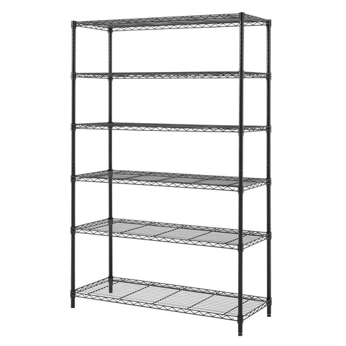 Hyper Tough Black Wire Shelf 6-Tier 72"H x 47.7"W x 18"D, 2100lbs Total Capacity EasyOptionXY LLC