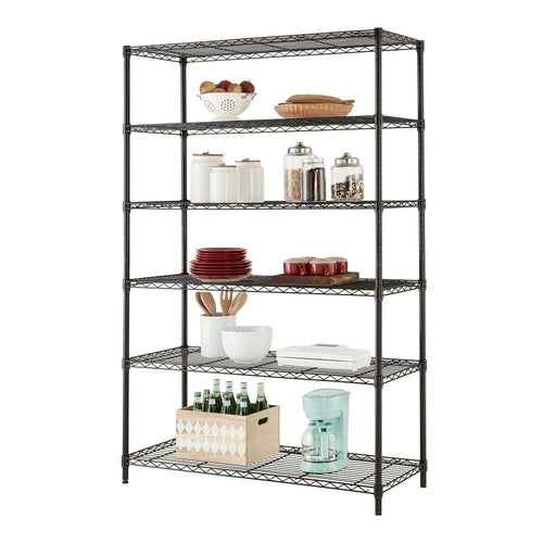 Hyper Tough Black Wire Shelf 6-Tier 72"H x 47.7"W x 18"D, 2100lbs Total Capacity EasyOptionXY LLC