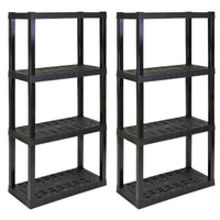 Hyper Tough 4-Tier Shelving Unit, W30 x D14 x H57" Multipurpose Home Storage Organizer, Black, Pack of 2 EasyOptionXY LLC