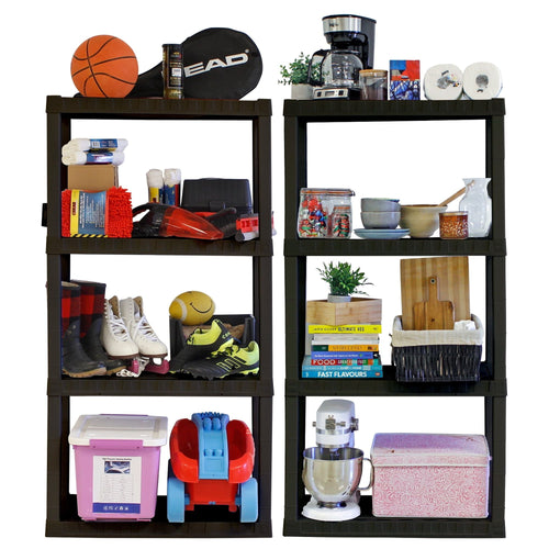 Hyper Tough 4-Tier Shelving Unit, W30 x D14 x H57" Multipurpose Home Storage Organizer, Black, Pack of 2 EasyOptionXY LLC