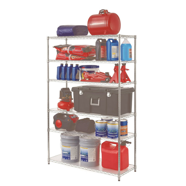 Hyper Tough Chrome Wire Shelf 6-Tier 72" H x 47.7" W x 18" D, 3600lb Total Capacity with Shelf Liners EasyOptionXY LLC