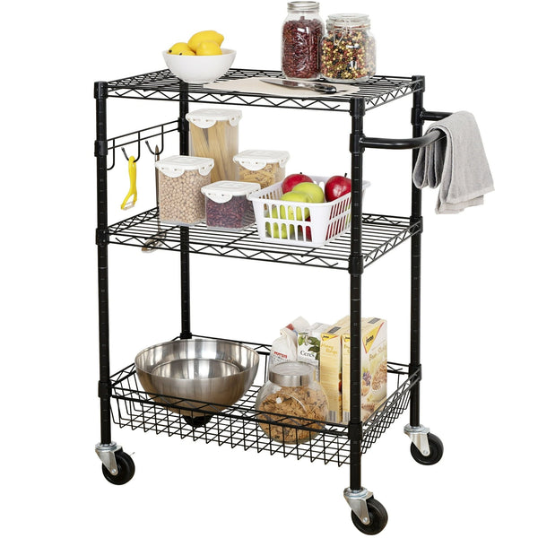 Hyper Tough Wire 3-Tier Storage Shelf Unit 36"H x 16"W x 30"D, 495lb Total Capacity, Black EasyOptionXY LLC