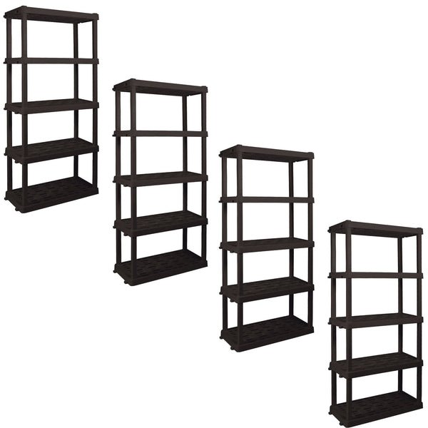 Hyper Tough Large 5-Tier Shelving Unit, W36 x D18 x H74" Interlocking Multipurpose Organizer, Black, Pack of 4 EasyOptionXY LLC
