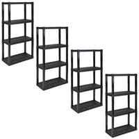 Hyper Tough 4-Tier Shelving Unit, W30 x D14 x H57" Multipurpose Home Storage Organizer, Black, Pack of 4 EasyOptionXY LLC
