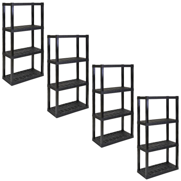 Hyper Tough 4-Tier Shelving Unit, W30 x D14 x H57" Multipurpose Home Storage Organizer, Black, Pack of 4 EasyOptionXY LLC